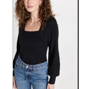 Madewell SoftWool Square-Neck Pullover Sweater Velvet Black size XXS